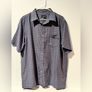 Marmot Men's Plaid Blue Pocket Button Down Short Sleeve Shirt, Size Large